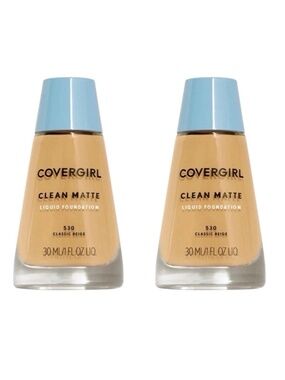 CoverGirl Clean Matte Foundation 530 Classic Beige (2 Pack) Oil-Free NEW